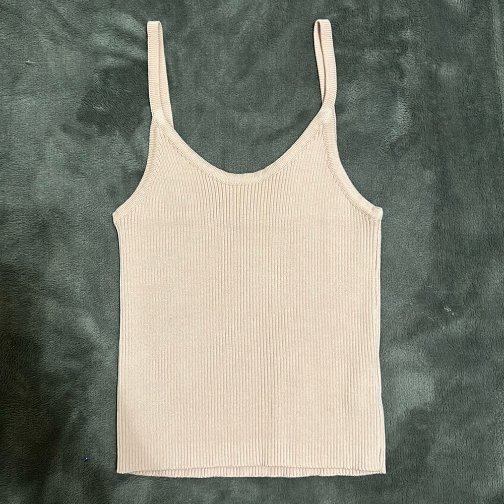 light pink ribbed tank top